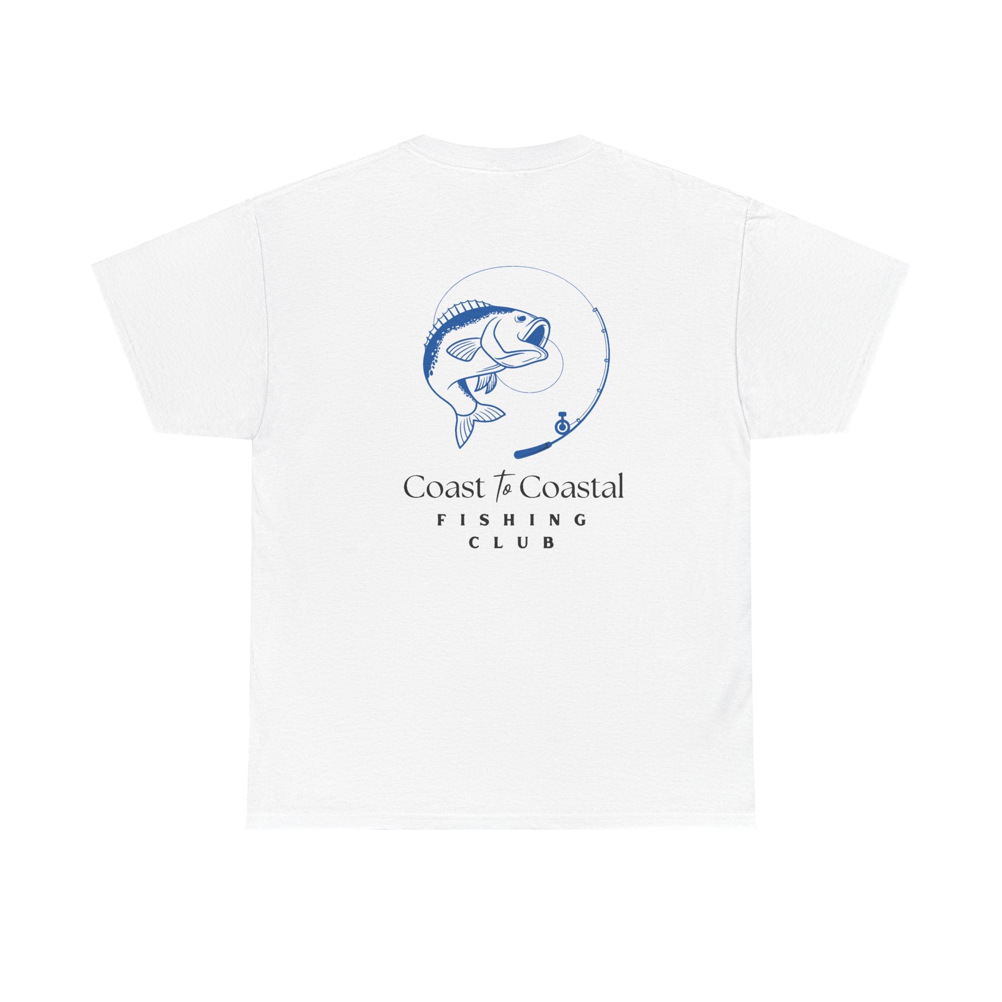 Fishing Club T-Shirt — Coast to Coastal Design (Blue Fish Graphic)