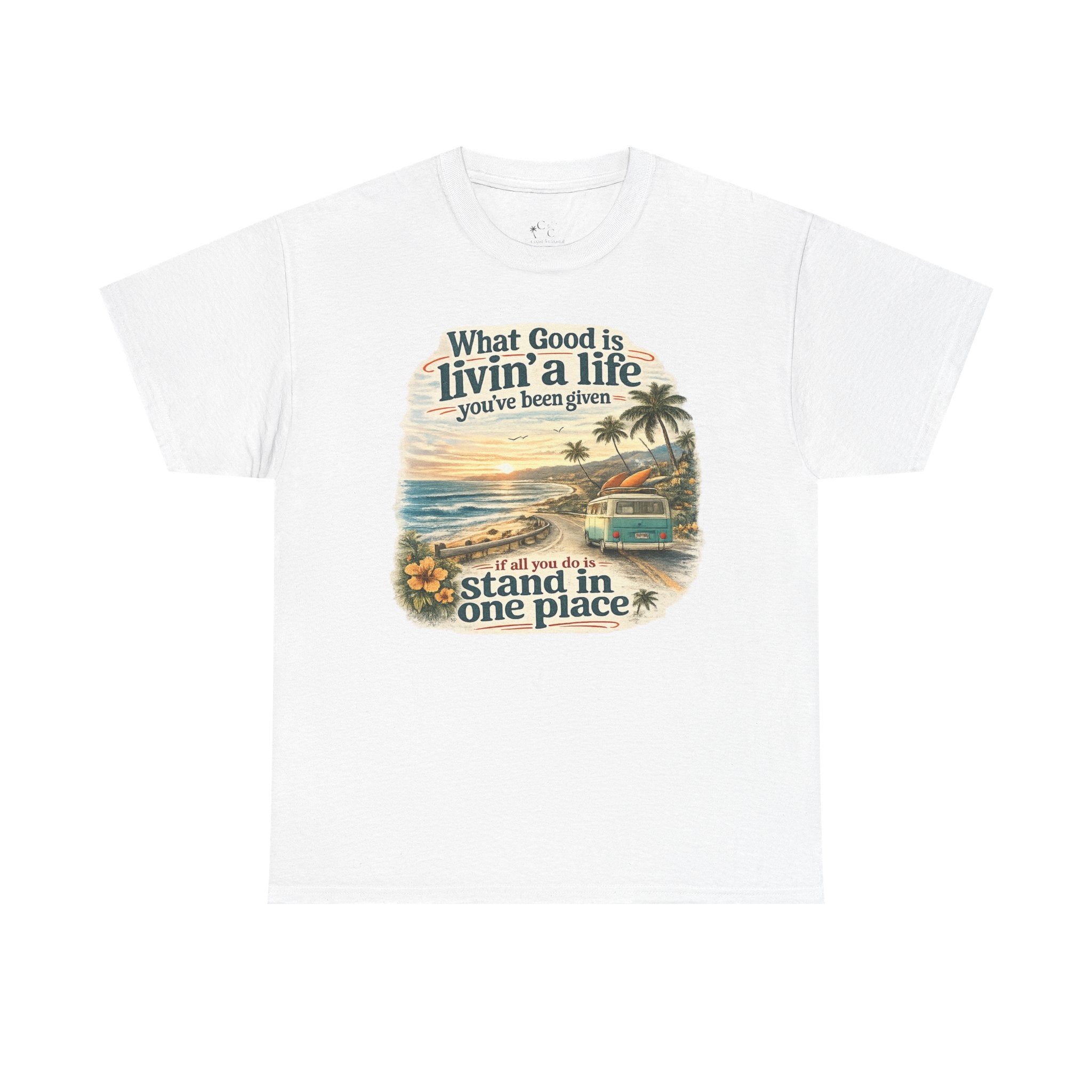 Coast to Coastal "What Good Is Livin' a Life You've Been Given" Vintage Beach Sunset Tee