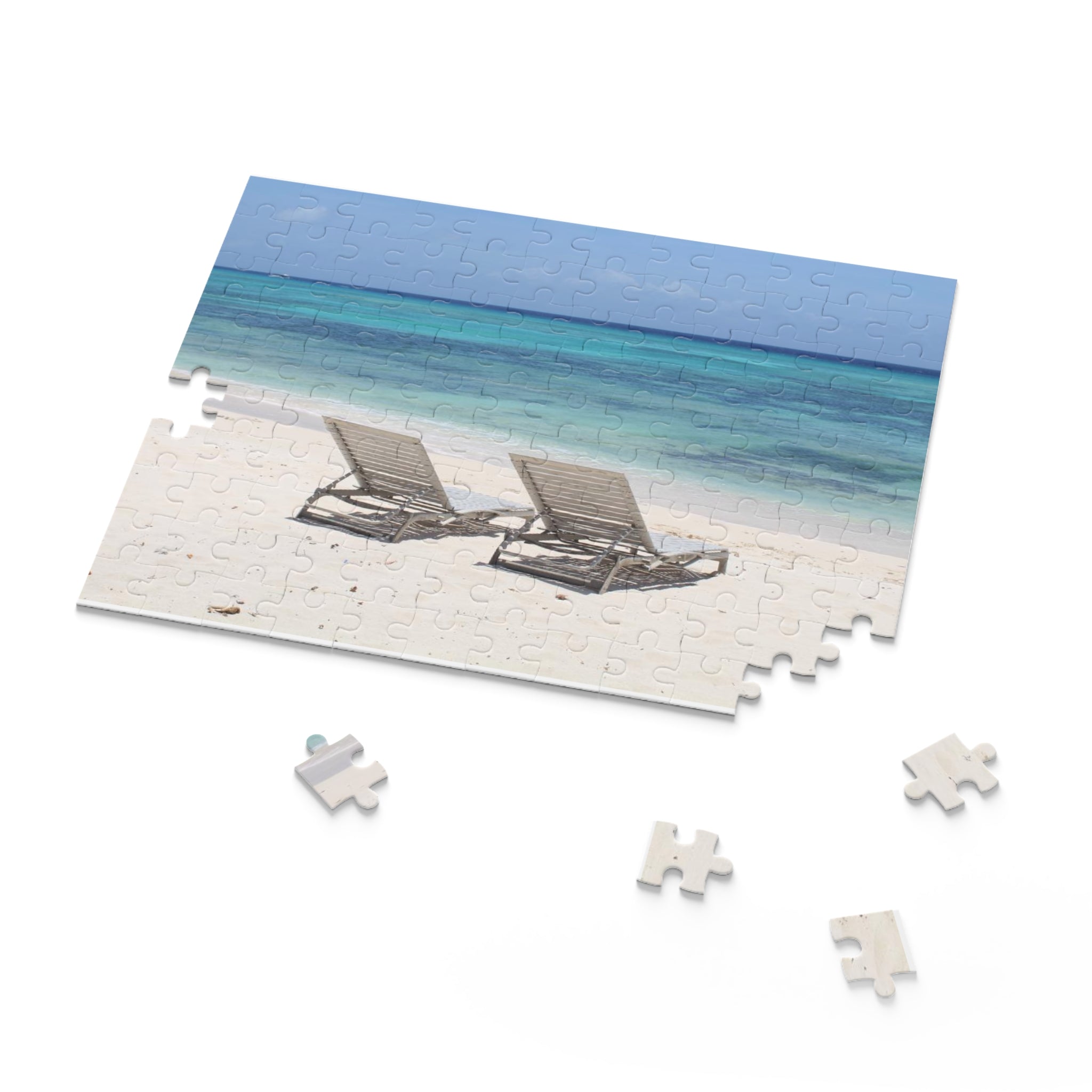 Tropical Ocean Beach Chairs Relaxation Jigsaw (120/252/500 pcs)