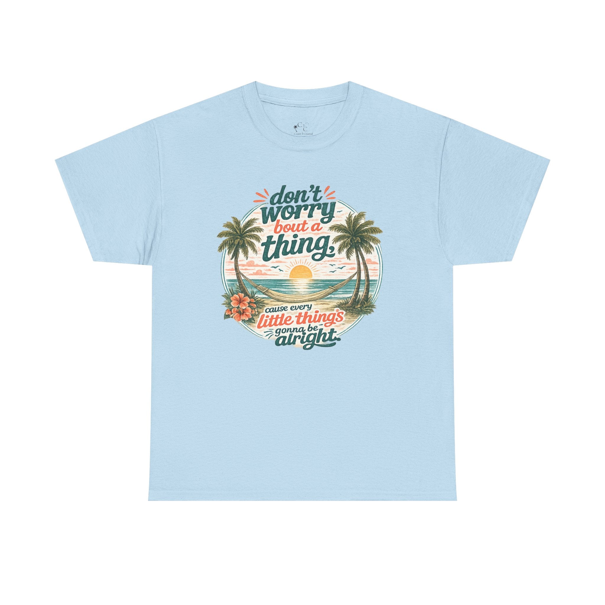 Beach Vibes T-Shirt — "Don't Worry 'Bout a Thing" Retro Tropical Tee