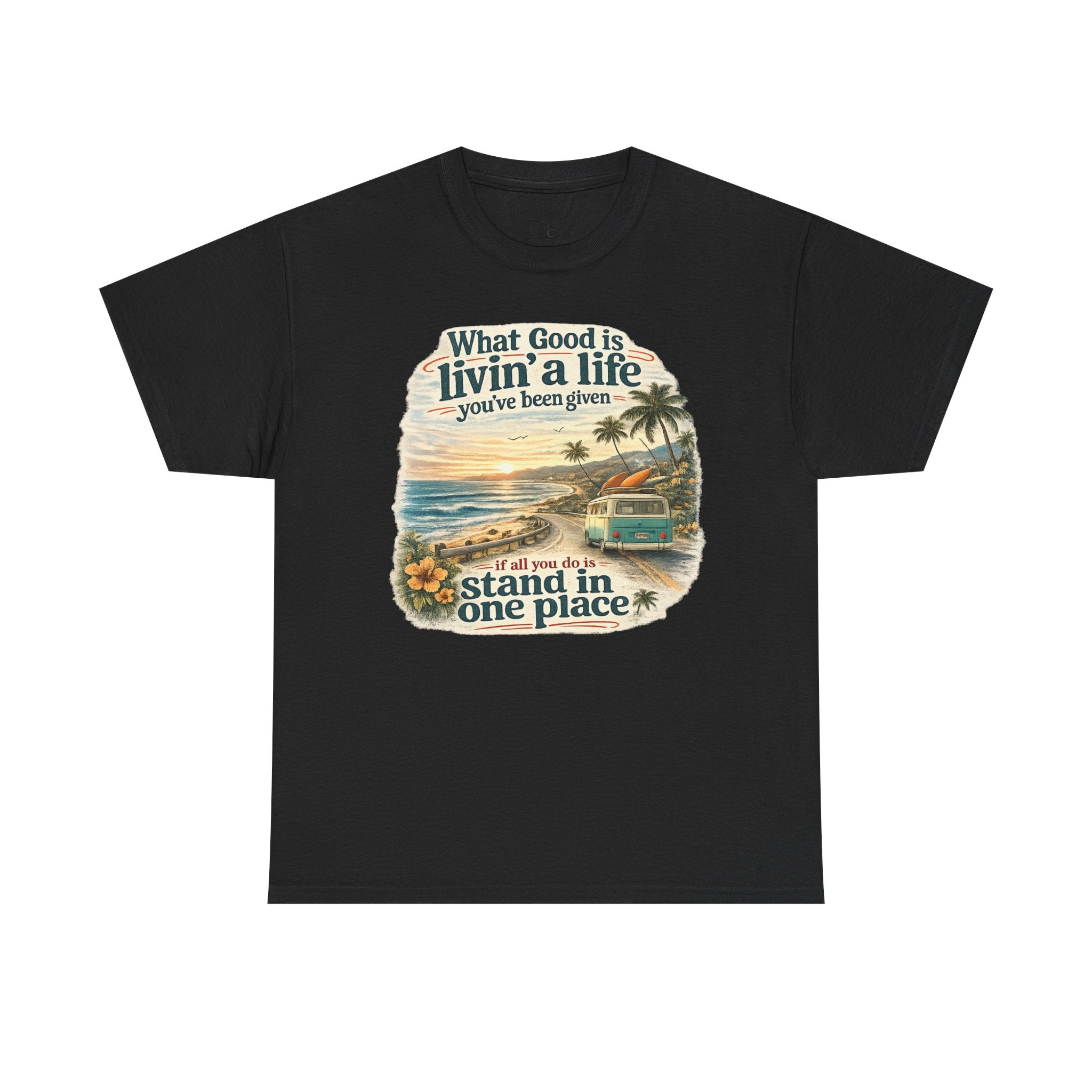 Coast to Coastal "What Good Is Livin' a Life You've Been Given" Vintage Beach Sunset Tee