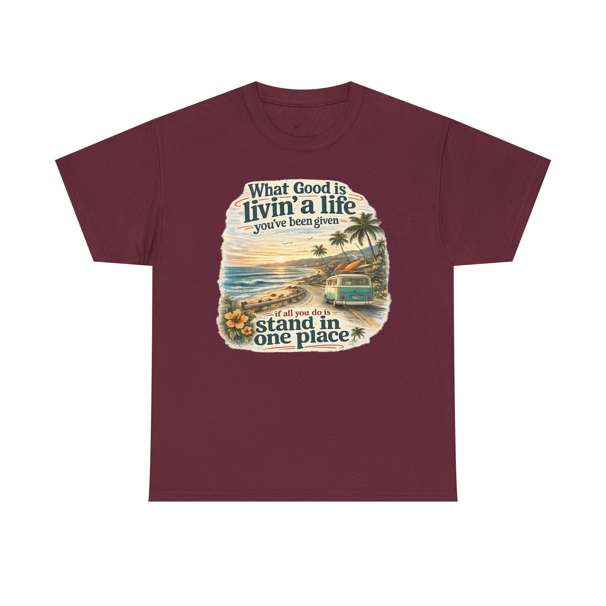 Coast to Coastal "What Good Is Livin' a Life You've Been Given" Vintage Beach Sunset Tee