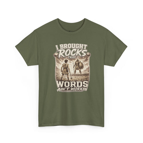 "I Brought Rocks 'Cause Words Ain't Workin'" Vintage Tee