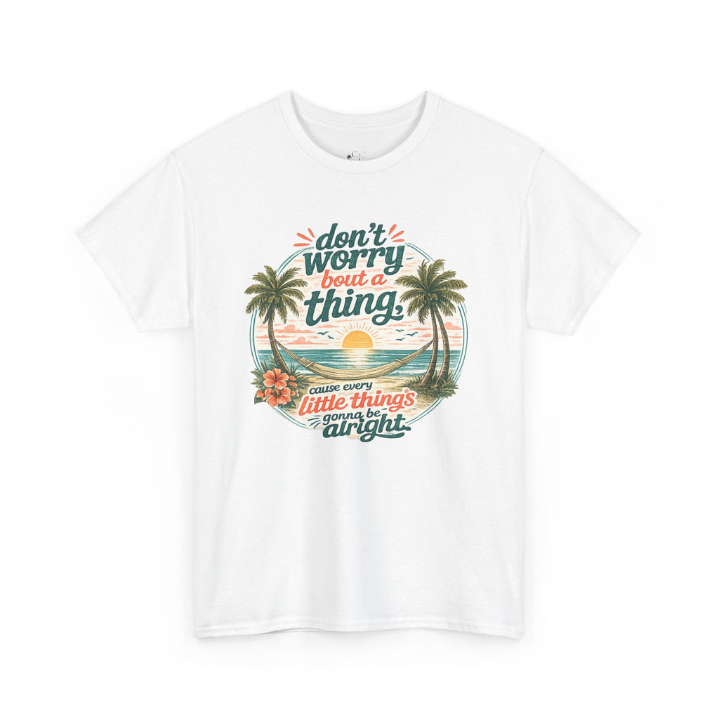 Beach Vibes T-Shirt — "Don't Worry 'Bout a Thing" Retro Tropical Tee