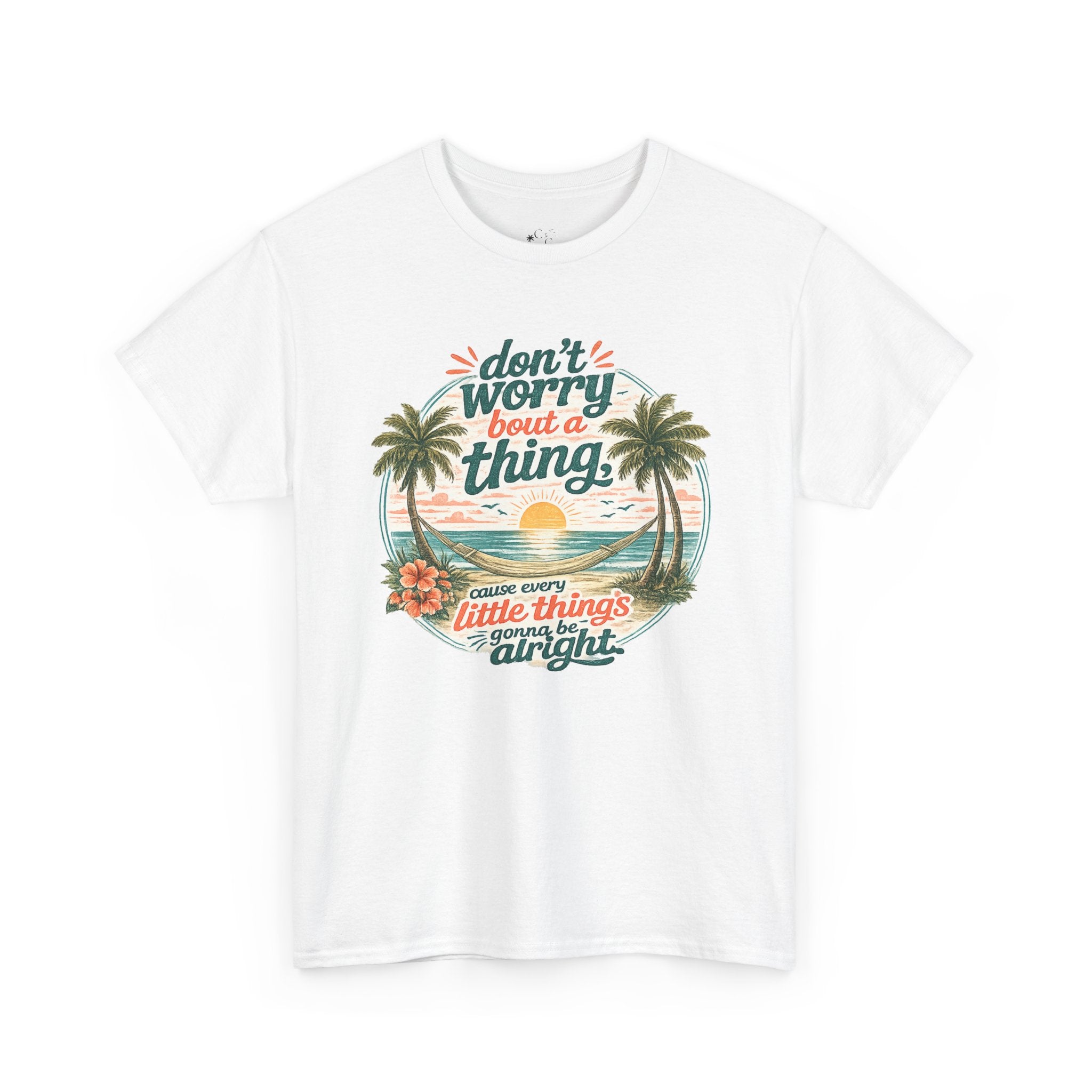 Beach Vibes T-Shirt — "Don't Worry 'Bout a Thing" Retro Tropical Tee