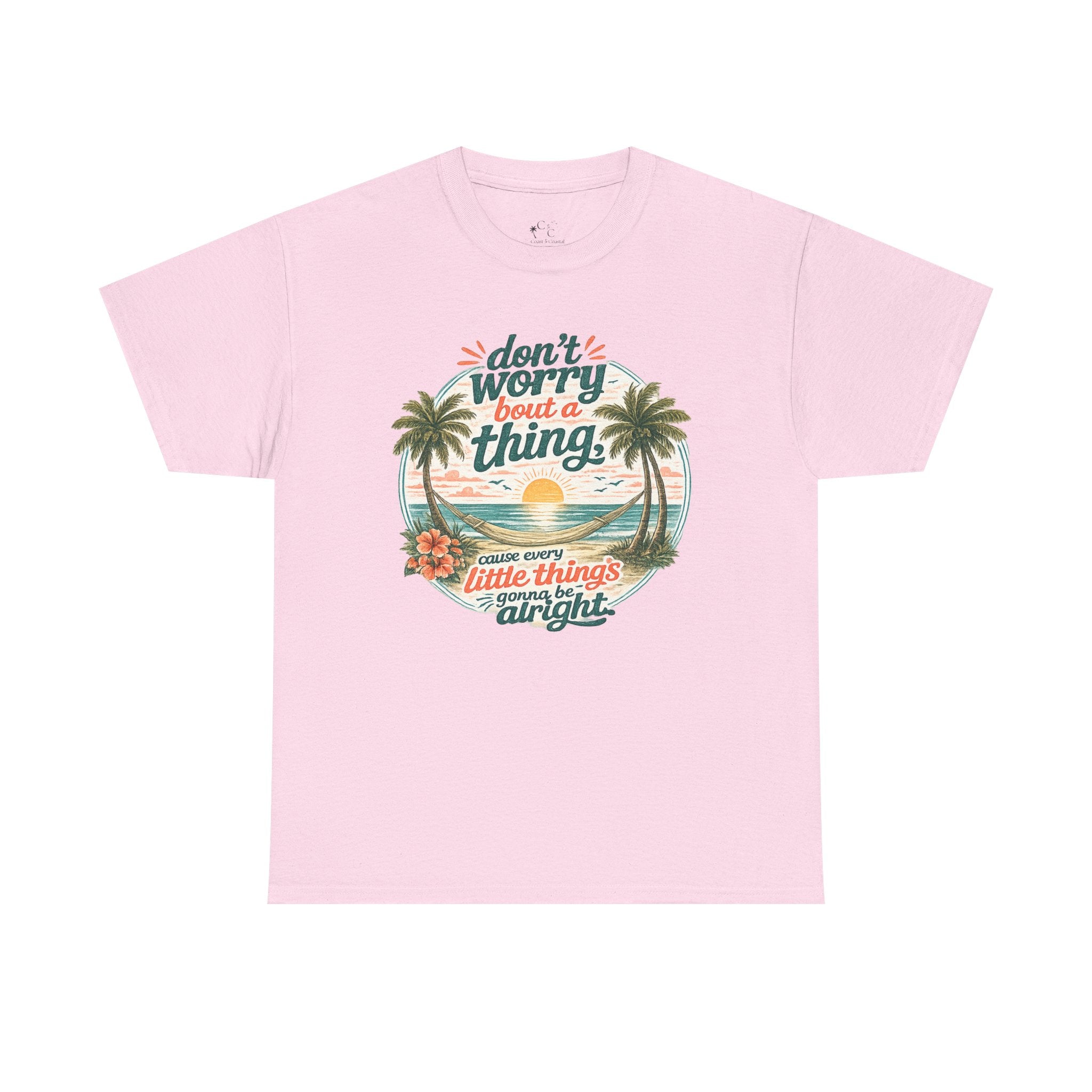 Beach Vibes T-Shirt — "Don't Worry 'Bout a Thing" Retro Tropical Tee