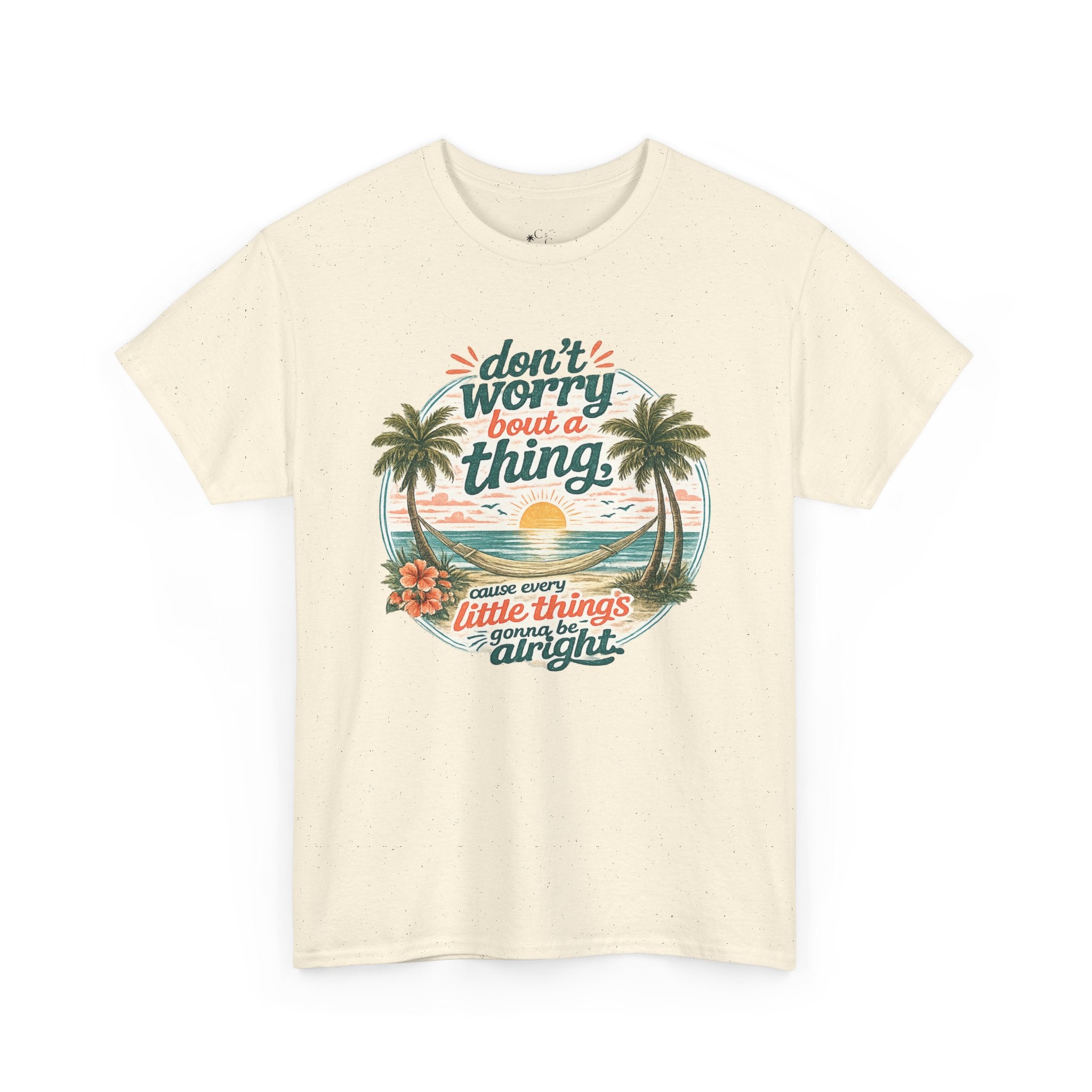 Beach Vibes T-Shirt — "Don't Worry 'Bout a Thing" Retro Tropical Tee