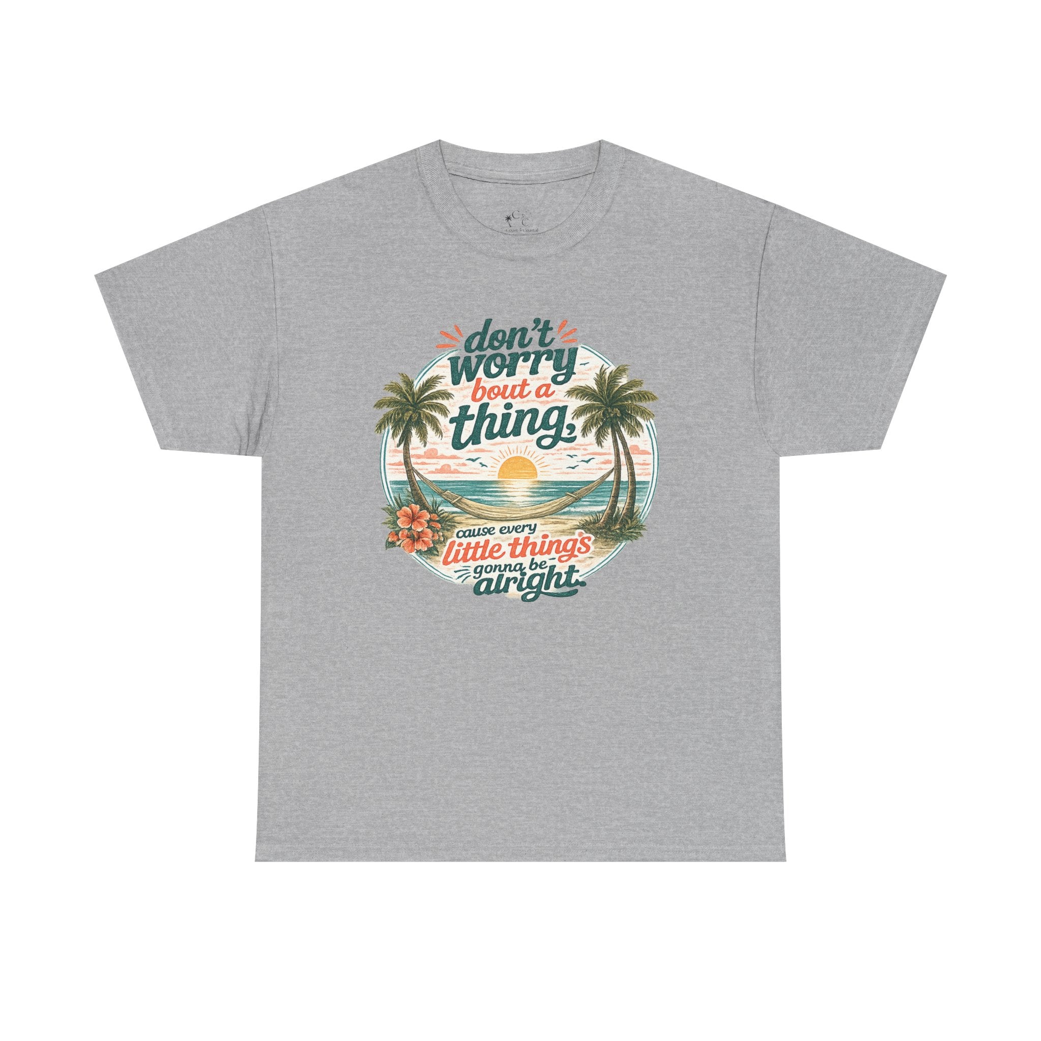 Beach Vibes T-Shirt — "Don't Worry 'Bout a Thing" Retro Tropical Tee
