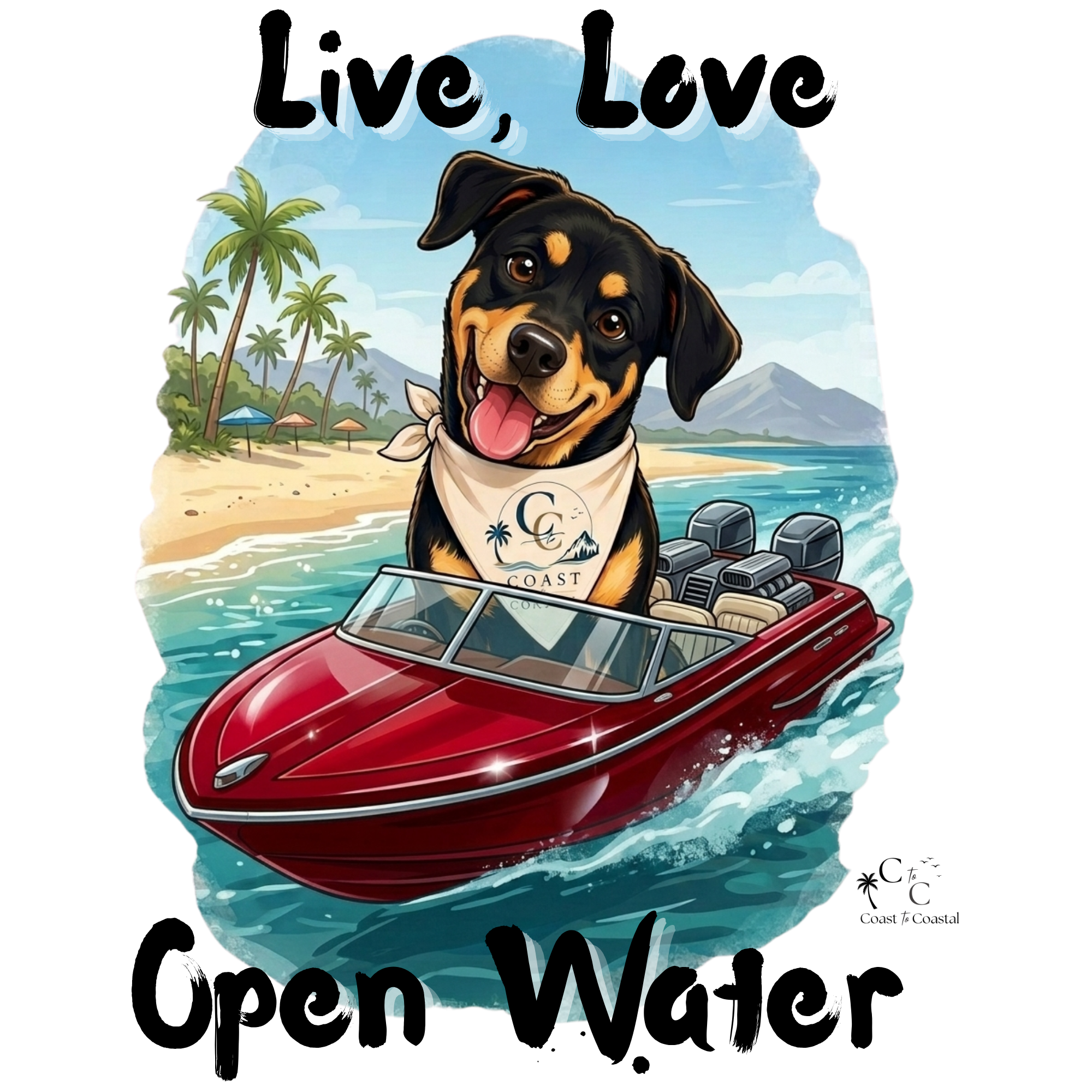 Ky Ky  "Live, Love, Open Water" Beach & Boating Tee