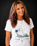 Coast to Coastal Graphic Tee - Beach Palm Tree & Wave Vacation Shirt