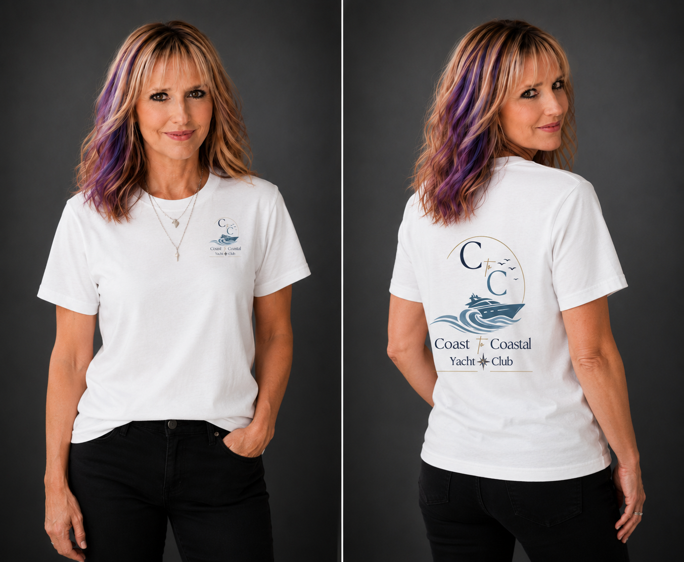 Coast & Coastal Yacht Club Tee — Nautical Boat Graphic Cotton T-Shirt