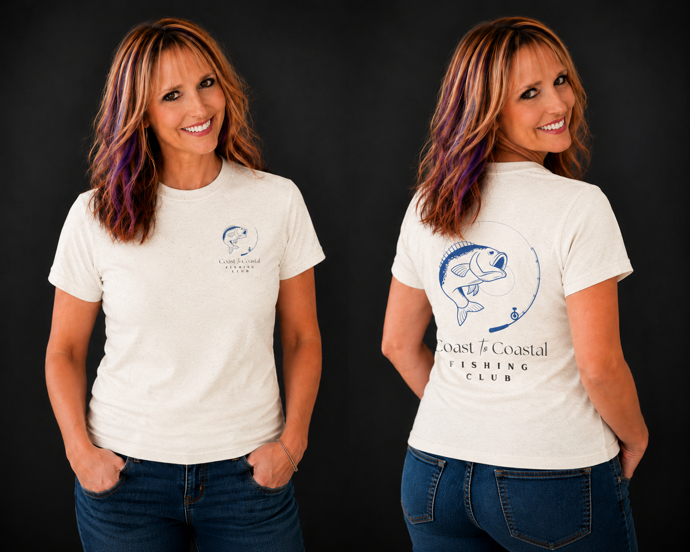 Fishing Club T-Shirt — Coast to Coastal Design (Blue Fish Graphic)