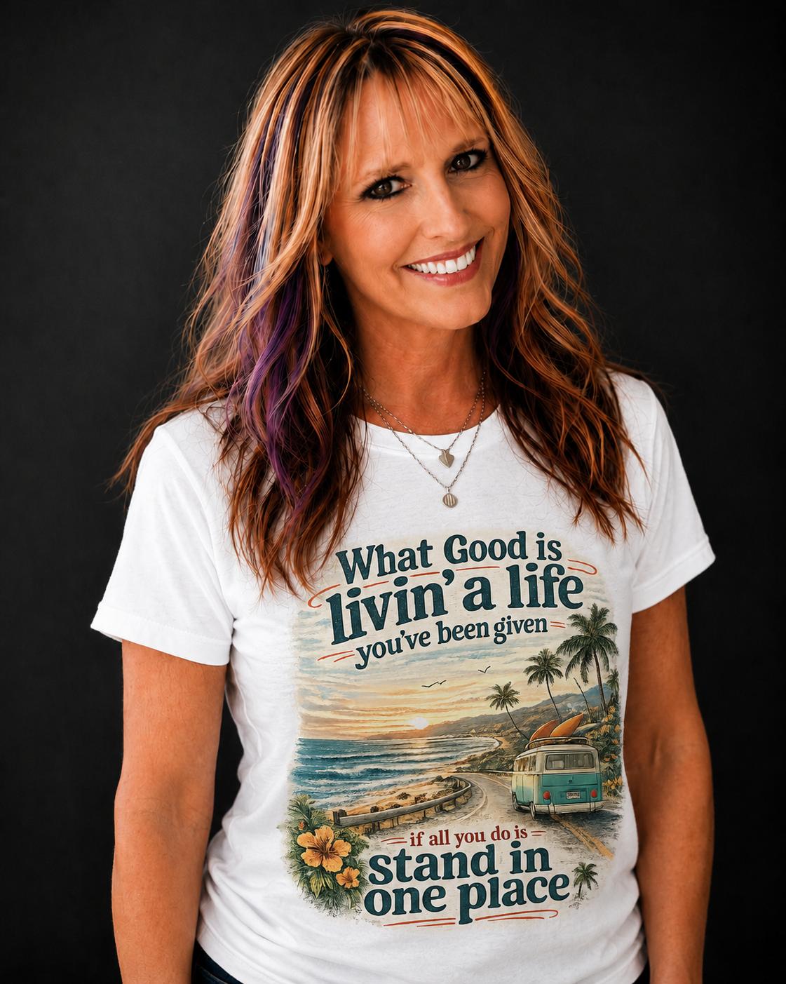 Coast to Coastal "What Good Is Livin' a Life You've Been Given" Vintage Beach Sunset Tee