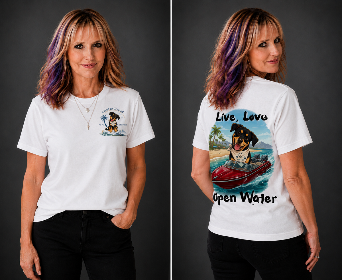 Ky Ky  "Live, Love, Open Water" Beach & Boating Tee