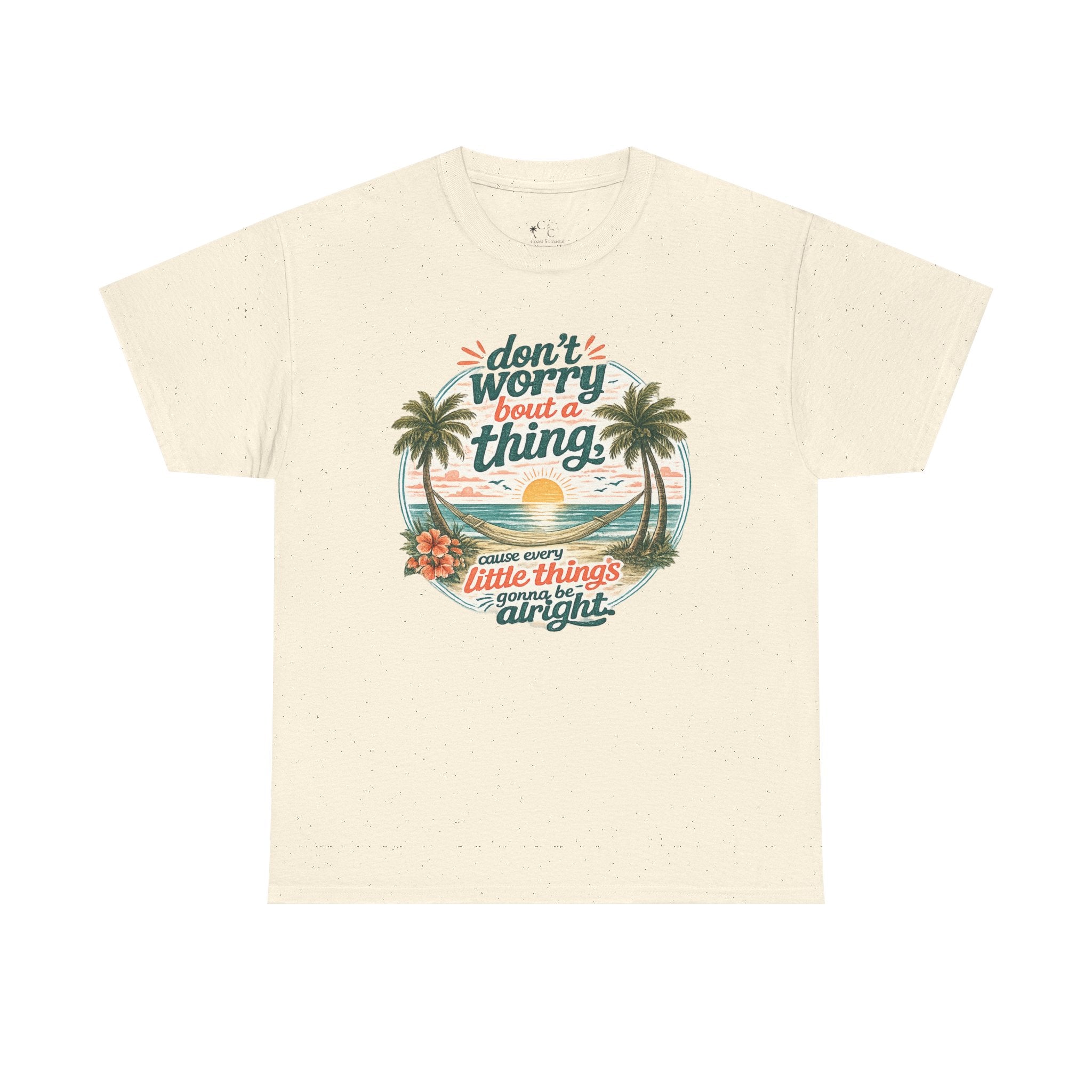 Beach Vibes T-Shirt — "Don't Worry 'Bout a Thing" Retro Tropical Tee