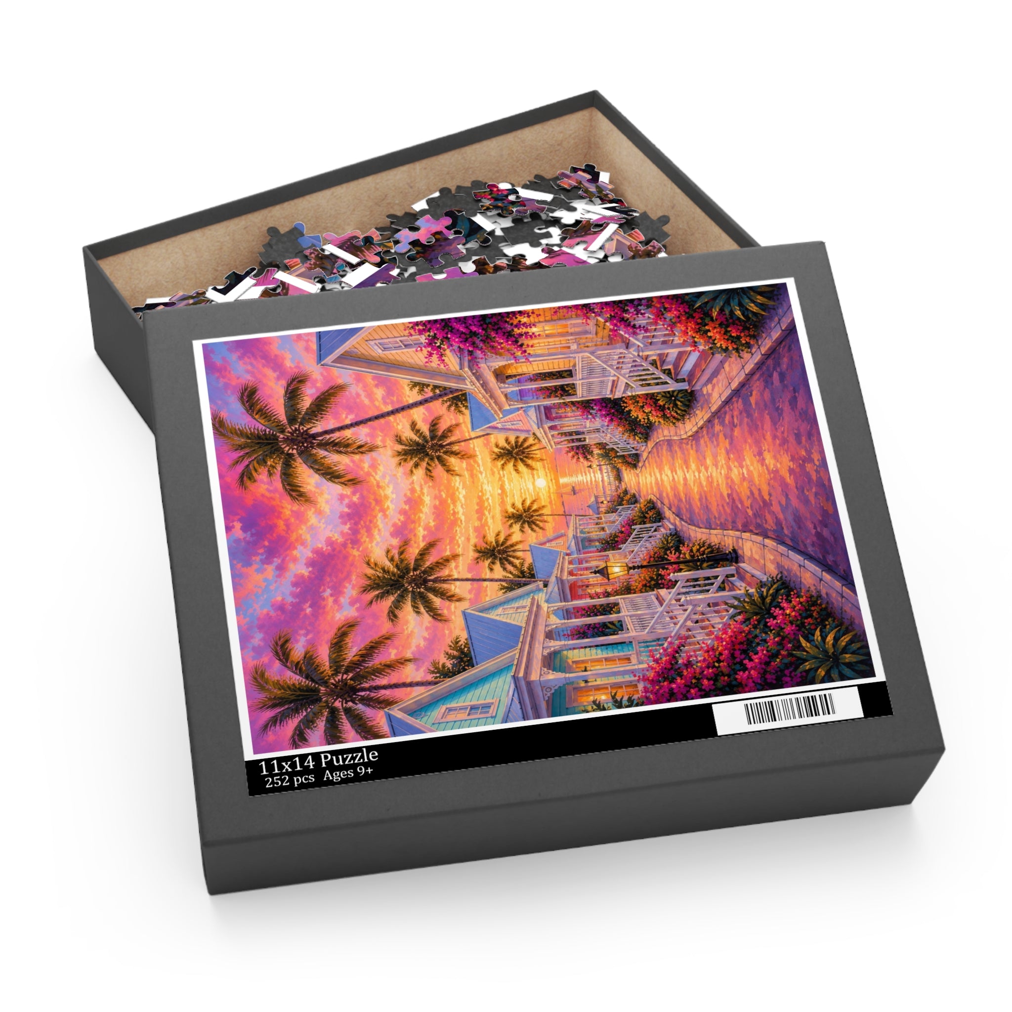 Tropical Sunset Puzzle — 120/252/500-Piece Beach Cottage Jigsaw