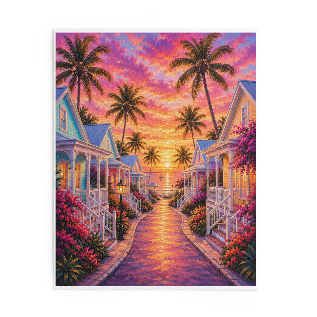 Tropical Sunset Puzzle — 120/252/500-Piece Beach Cottage Jigsaw