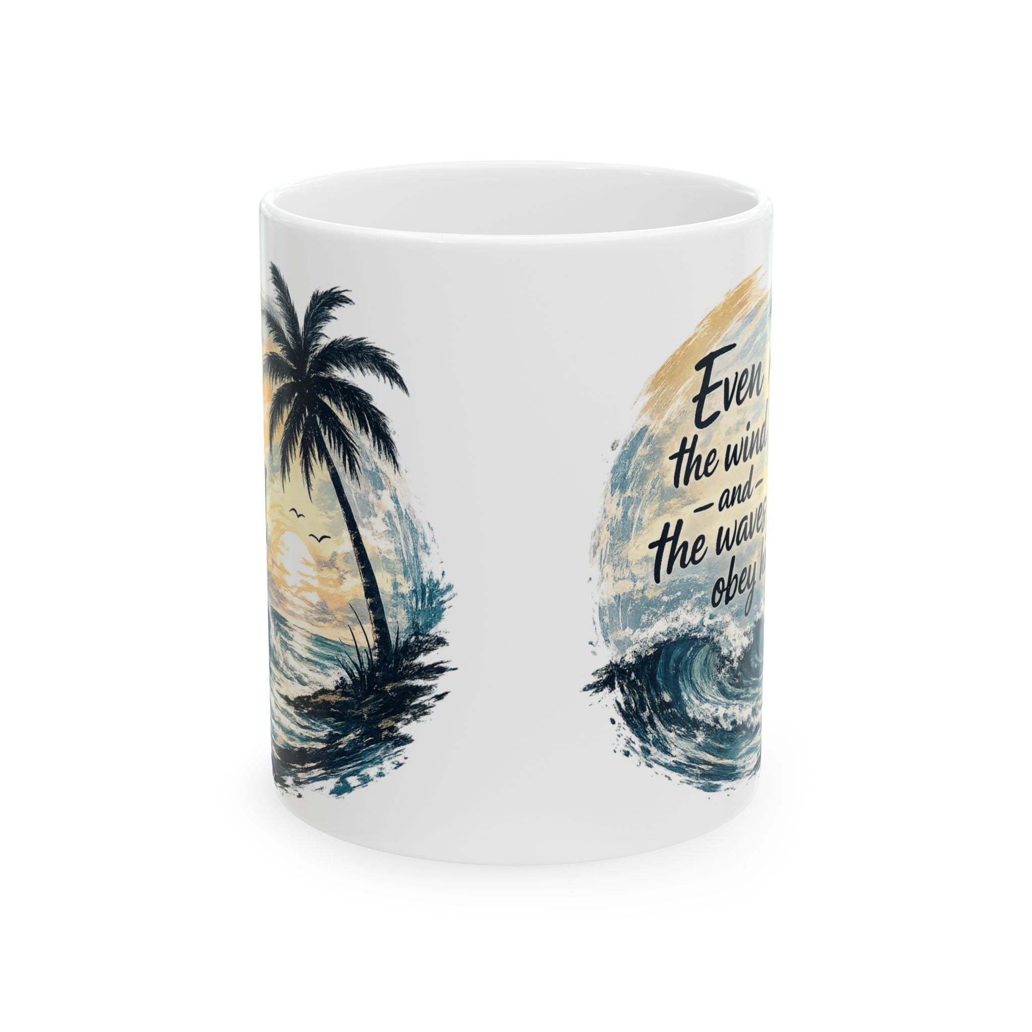 Coastal Serenity Ceramic Mug — Be Still Coffee Cup (11oz/15oz)