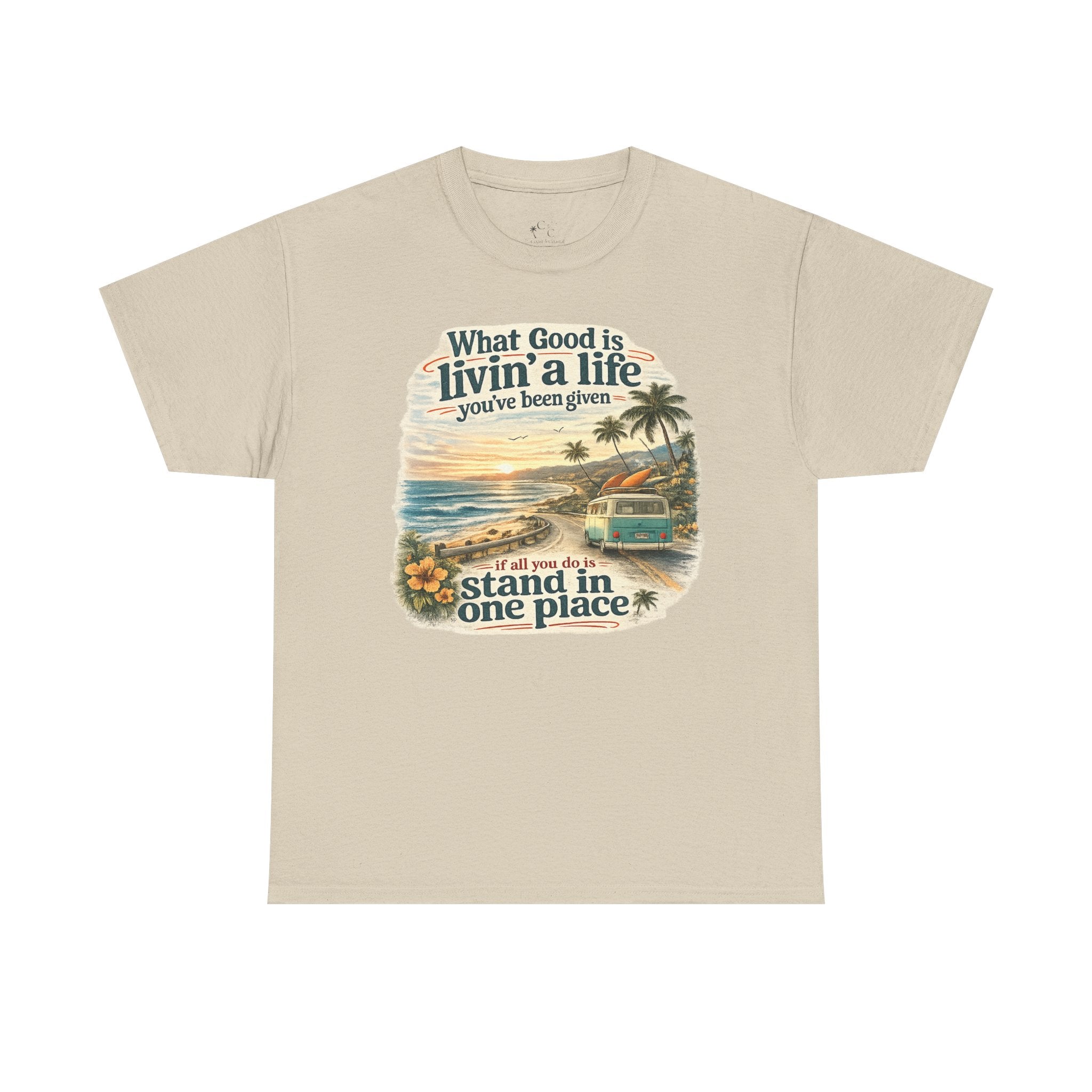 Coast to Coastal "What Good Is Livin' a Life You've Been Given" Vintage Beach Sunset Tee