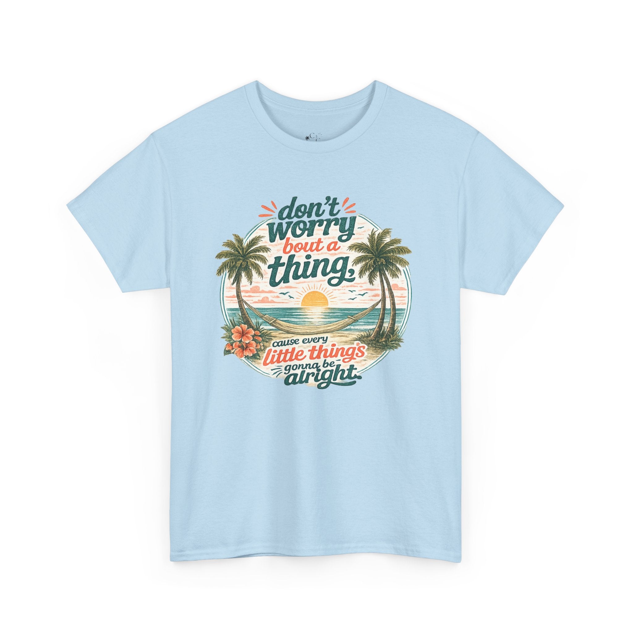 Beach Vibes T-Shirt — "Don't Worry 'Bout a Thing" Retro Tropical Tee