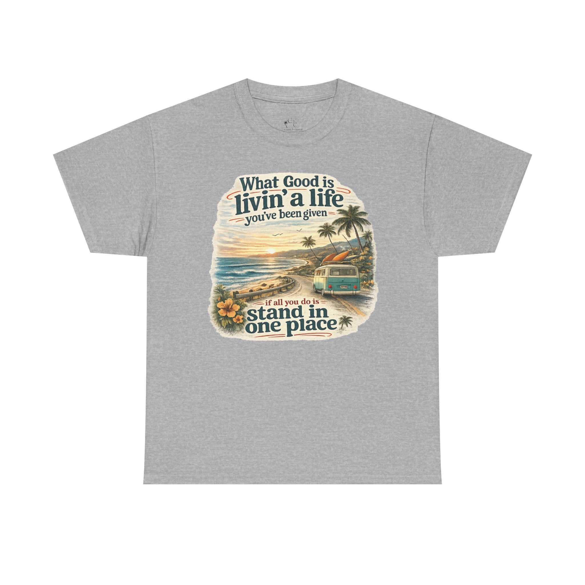 Coast to Coastal "What Good Is Livin' a Life You've Been Given" Vintage Beach Sunset Tee