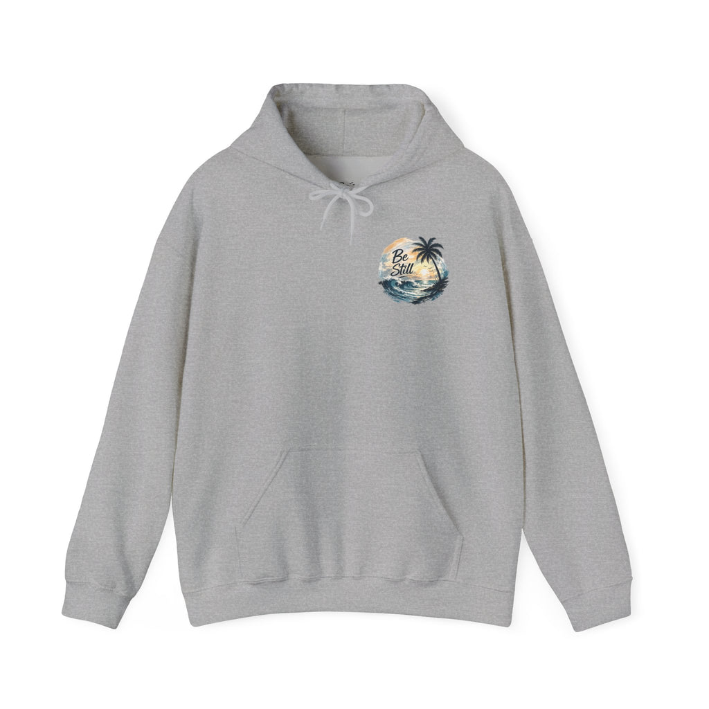 Be Still — "Even the wind and the waves obey Him" -Coast to Coastal Tropical Palm Faith Hoodie