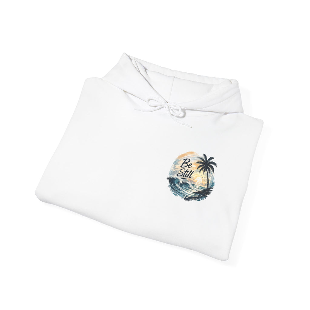Be Still — "Even the wind and the waves obey Him" -Coast to Coastal Tropical Palm Faith Hoodie