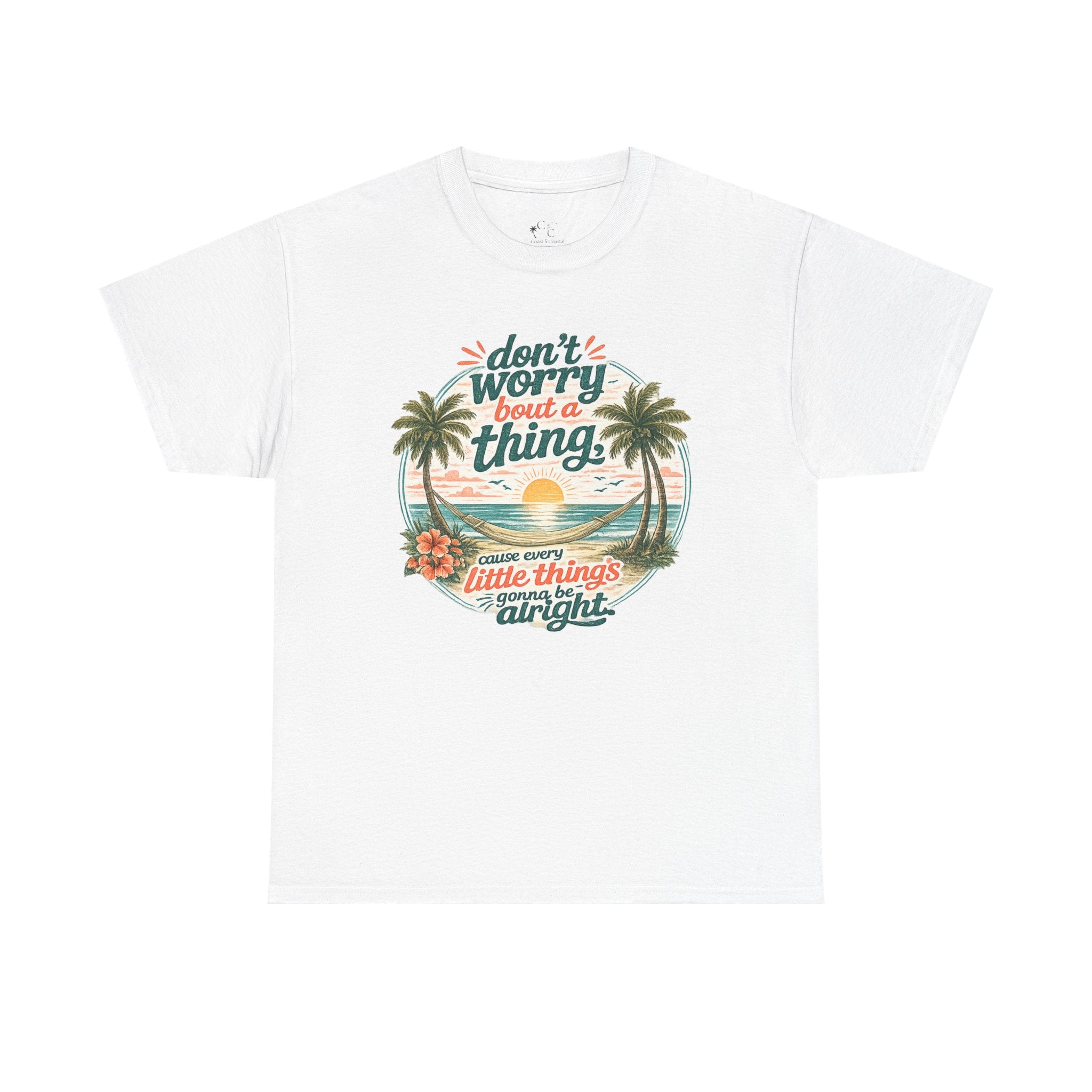 Beach Vibes T-Shirt — "Don't Worry 'Bout a Thing" Retro Tropical Tee