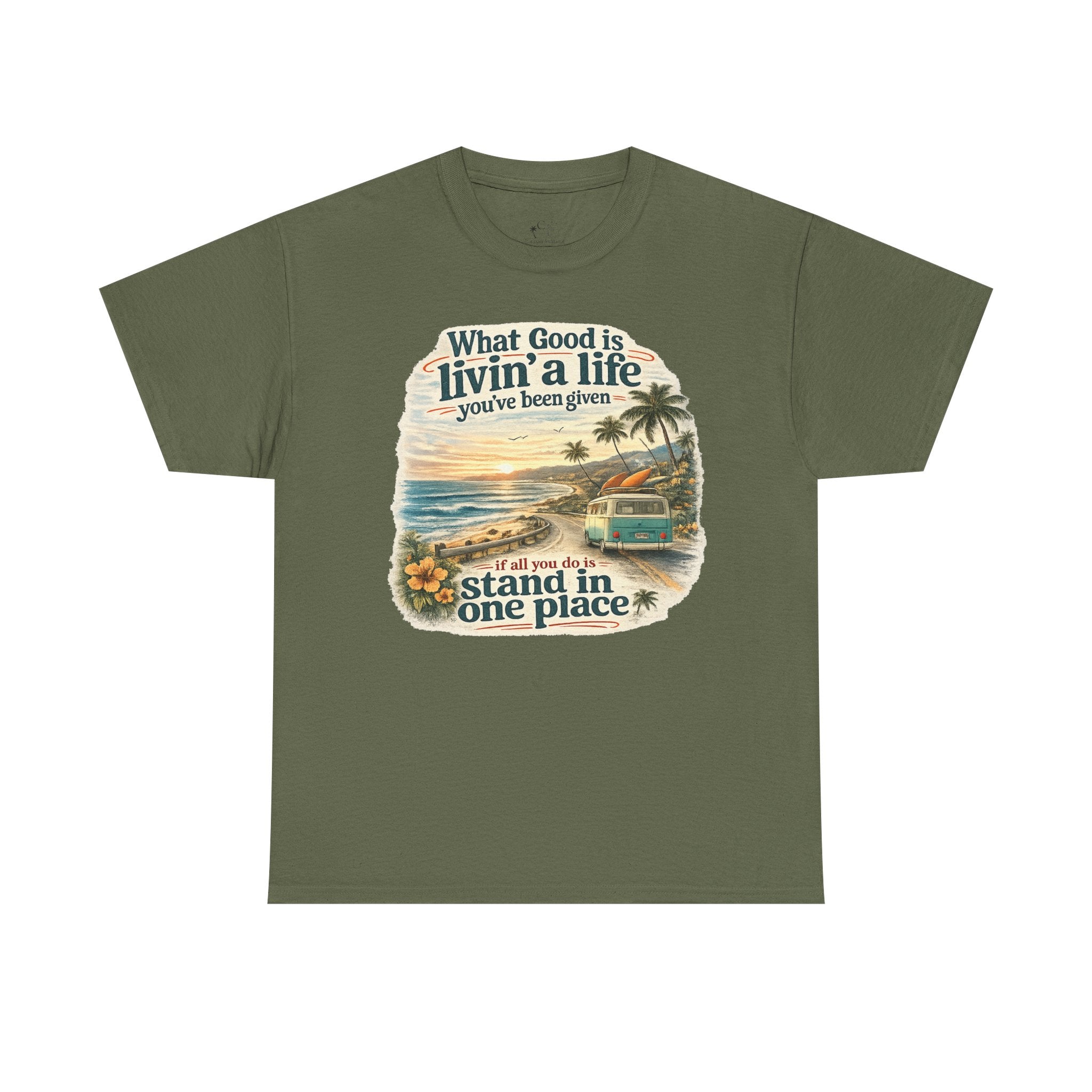 Coast to Coastal "What Good Is Livin' a Life You've Been Given" Vintage Beach Sunset Tee