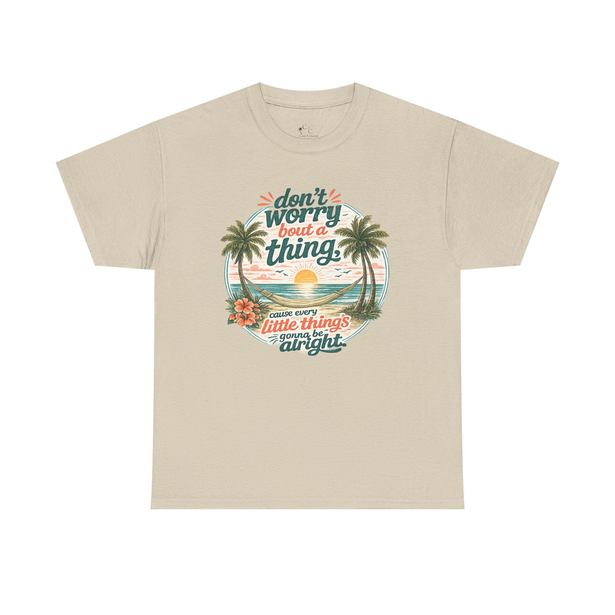 Beach Vibes T-Shirt — "Don't Worry 'Bout a Thing" Retro Tropical Tee