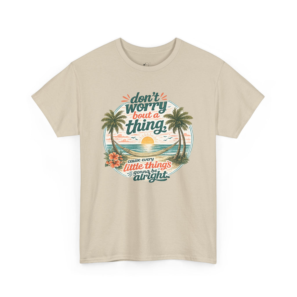 Beach Vibes T-Shirt — "Don't Worry 'Bout a Thing" Retro Tropical Tee