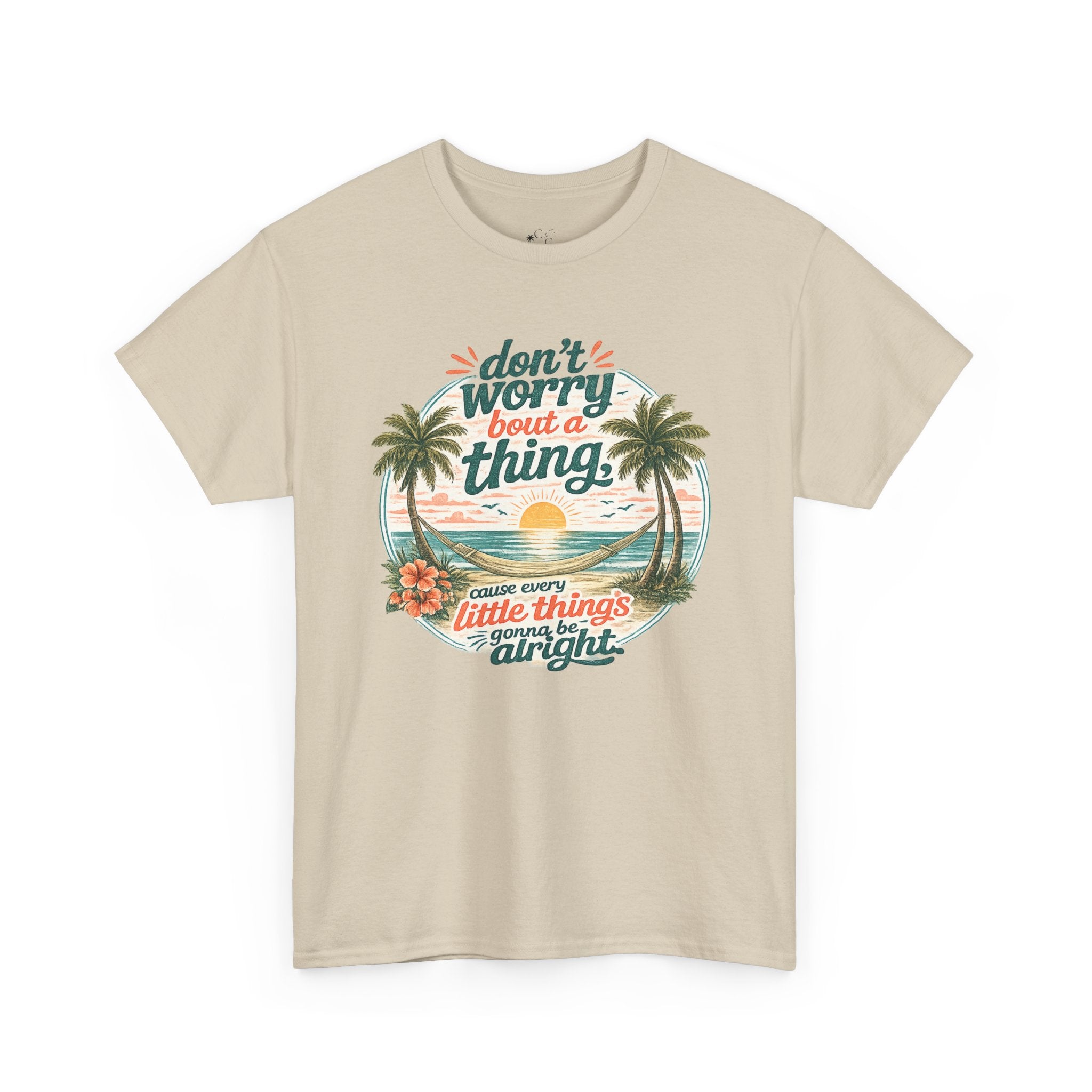 Beach Vibes T-Shirt — "Don't Worry 'Bout a Thing" Retro Tropical Tee