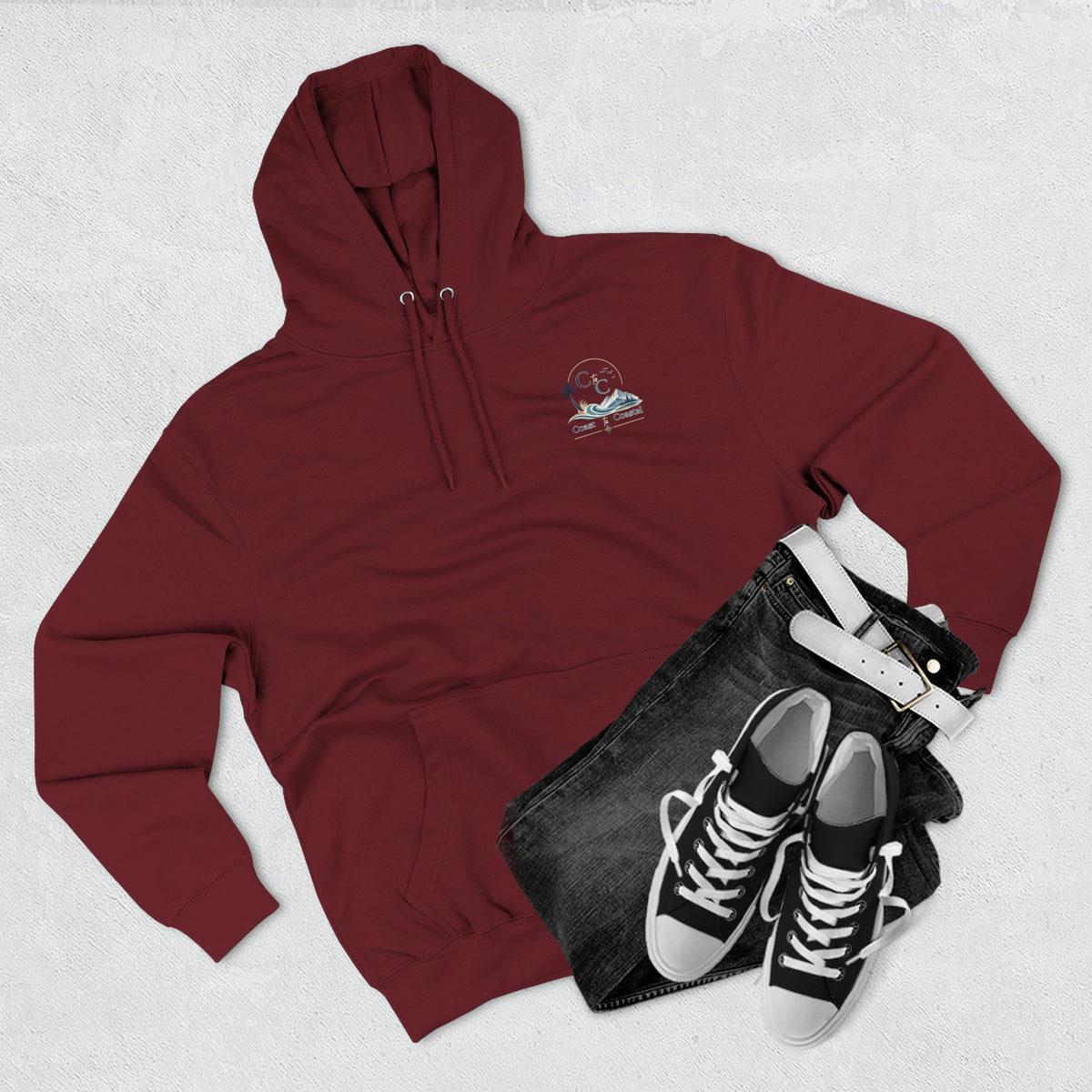 Coast to Coastal Graphic Hoodie — Beach & Mountain Logo Pullover