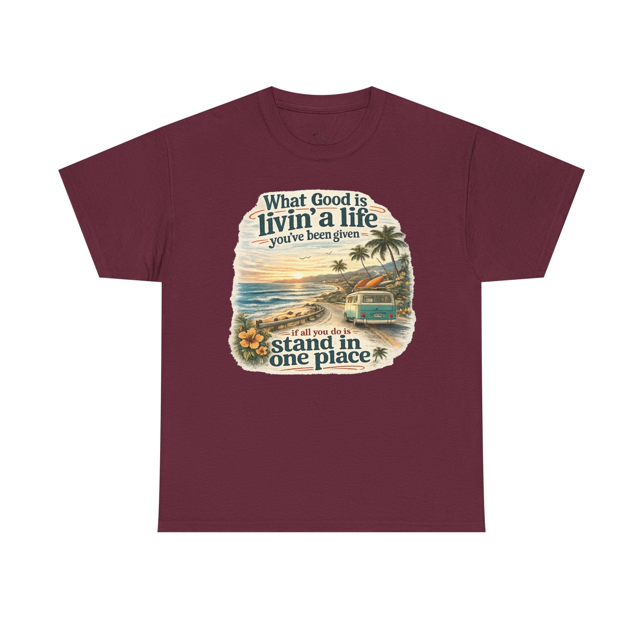 Coast to Coastal "What Good Is Livin' a Life You've Been Given" Vintage Beach Sunset Tee