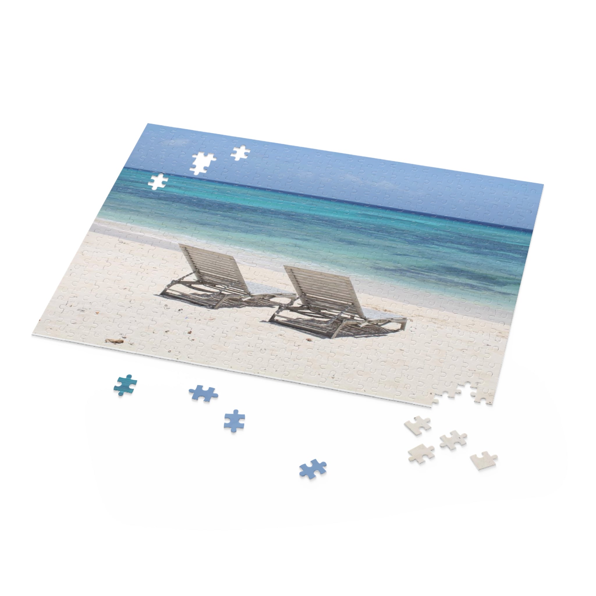 Tropical Ocean Beach Chairs Relaxation Jigsaw (120/252/500 pcs)